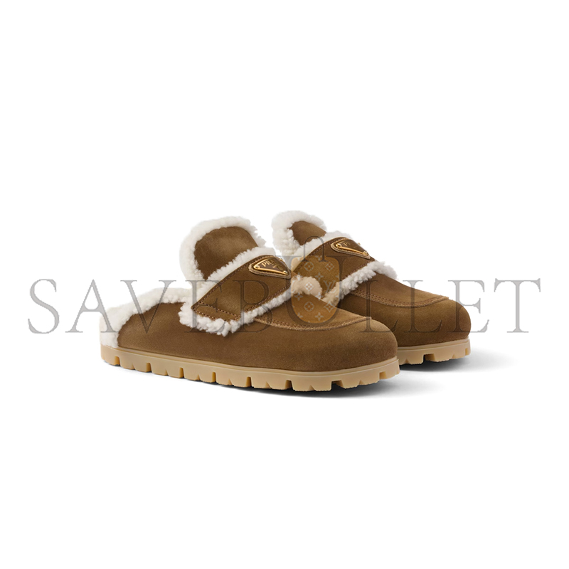 Pra*a suede and shearling slippers 1s711m
